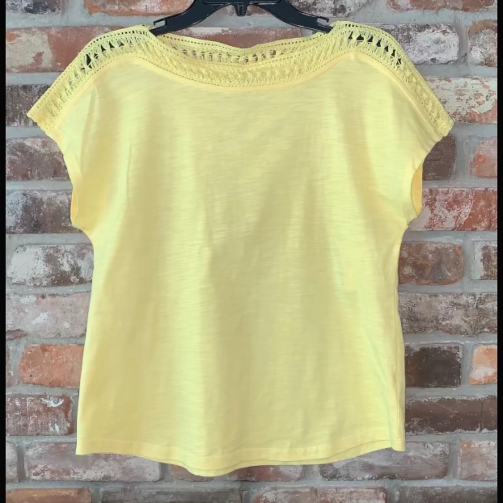 Sunny Yellow Embroidered Neckline Top by Coral Bay